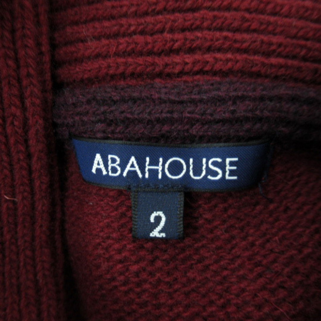 ABAHOUSE(アバハウス)のアバハウス ニットカーディガン ミドル丈 ショールカラー ウール 2 ボルドー メンズのトップス(カーディガン)の商品写真