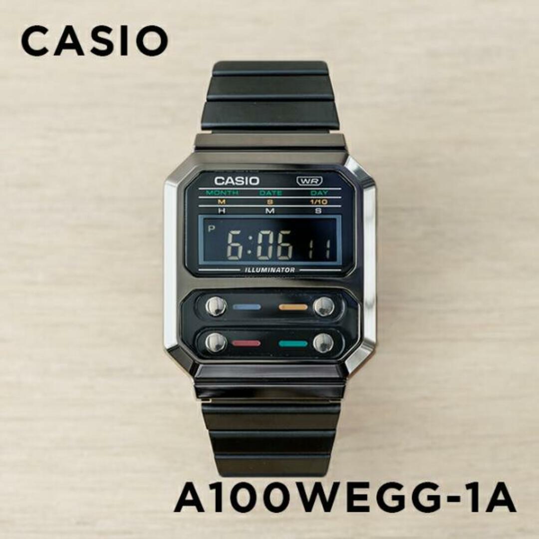 【並行輸入品】CASIO STANDARD カシオ スタンダード A100WEGG-1A 腕時計 時計 ブランド メンズ レディース キッズ 子供 チープカシオ チプカシ デジタル 日付 ブラック 黒 角型 ガンメタ メタル 送料無料