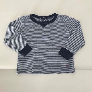 プチバトー(PETIT BATEAU)のプチバトー マリニエール長袖プルオーバー ボーダーカットソー ネイビー 18m(シャツ/カットソー)