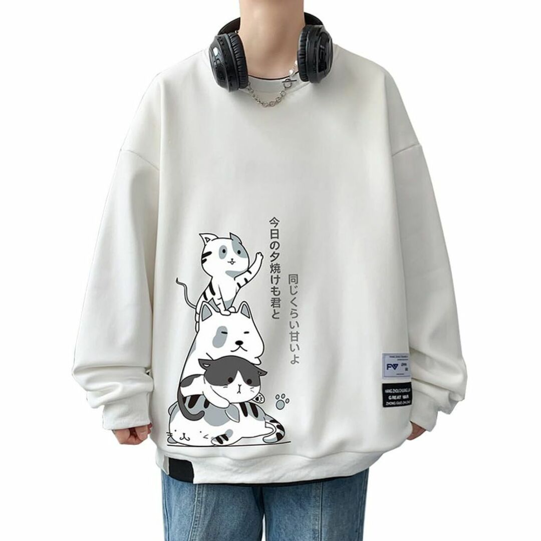 [FJLTDCP] パーカー メンズ 秋服 長袖 tシャツ 猫柄 カジュアル お