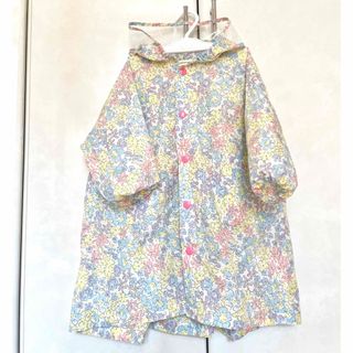 【美品】お花柄レインコート　100センチ　(コート)