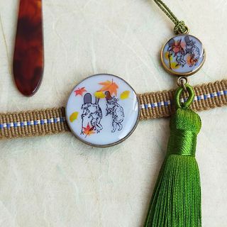 ハンドメイド 作り帯 鳥獣戯画柄