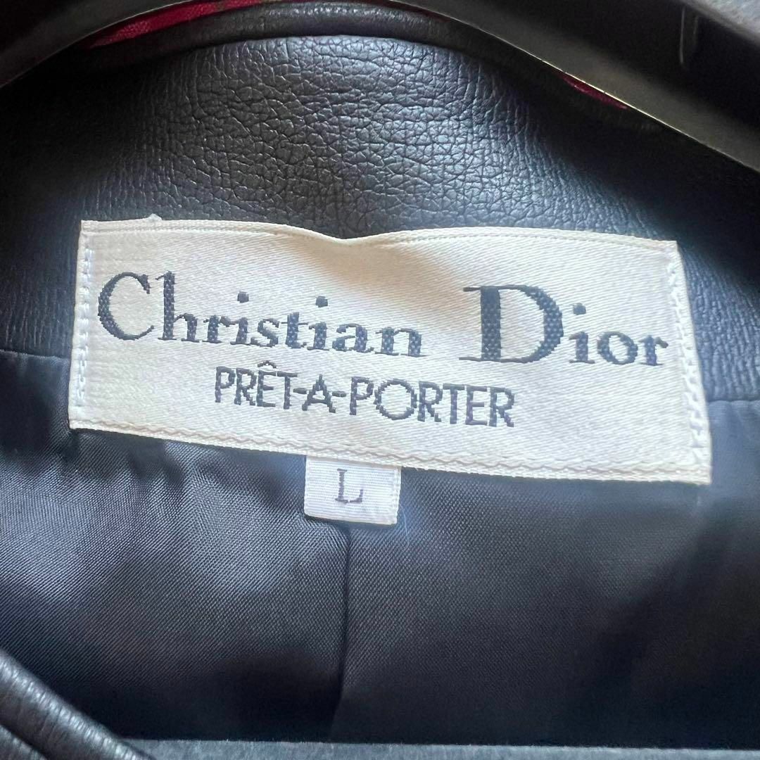 【美品】Christian Dior ノーカラーレザージャケット ブラック L