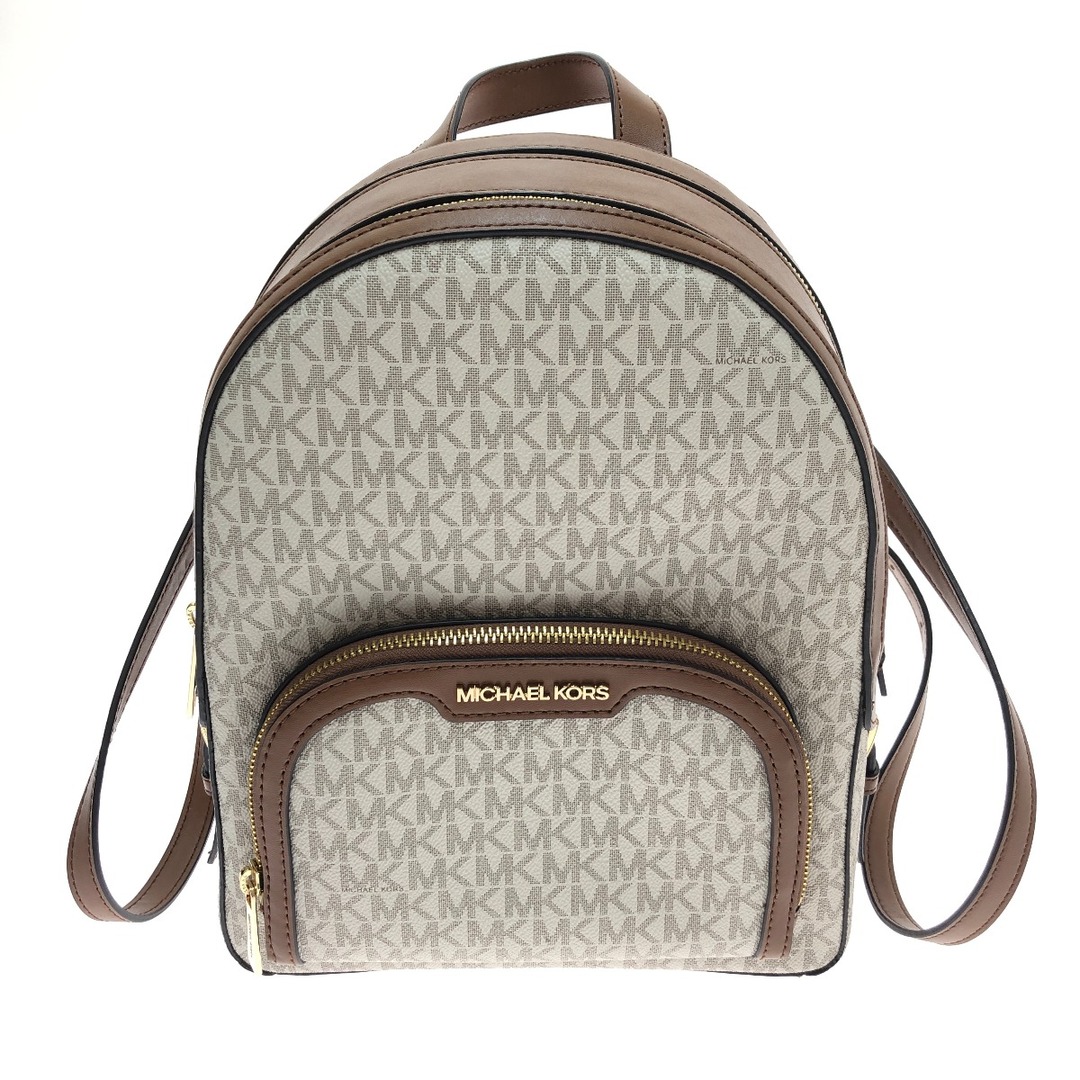 □□MICHAEL KORS マイケルコース ジェイシー ミディアム ジップ ポケット バックパック 35S2G8TB2B ホワイト×ブラウン約60-80cmピッチ幅