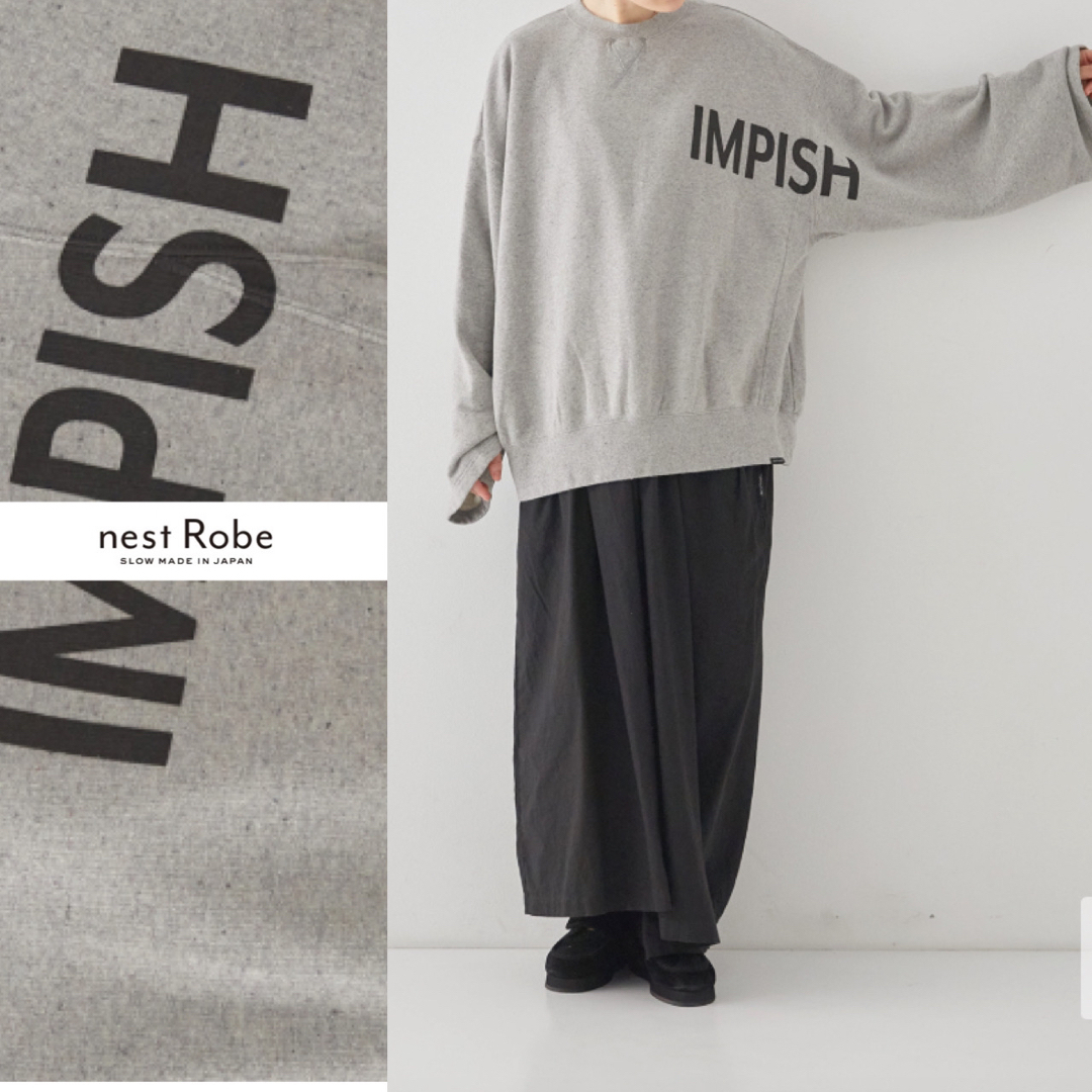 nest Robe 【UpcycleLino】裏毛メッセージプル「IMPISH」