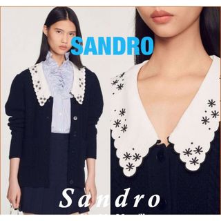 SANDRO サンドロ　千鳥柄　ニット　カーディガン