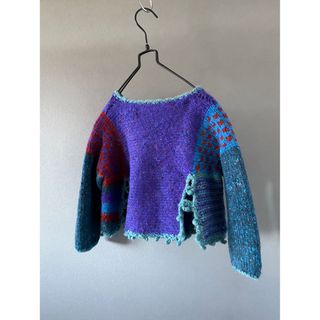 ビンテージ 80s キッズ 変形 カーディガン ニット セーター 希少美品