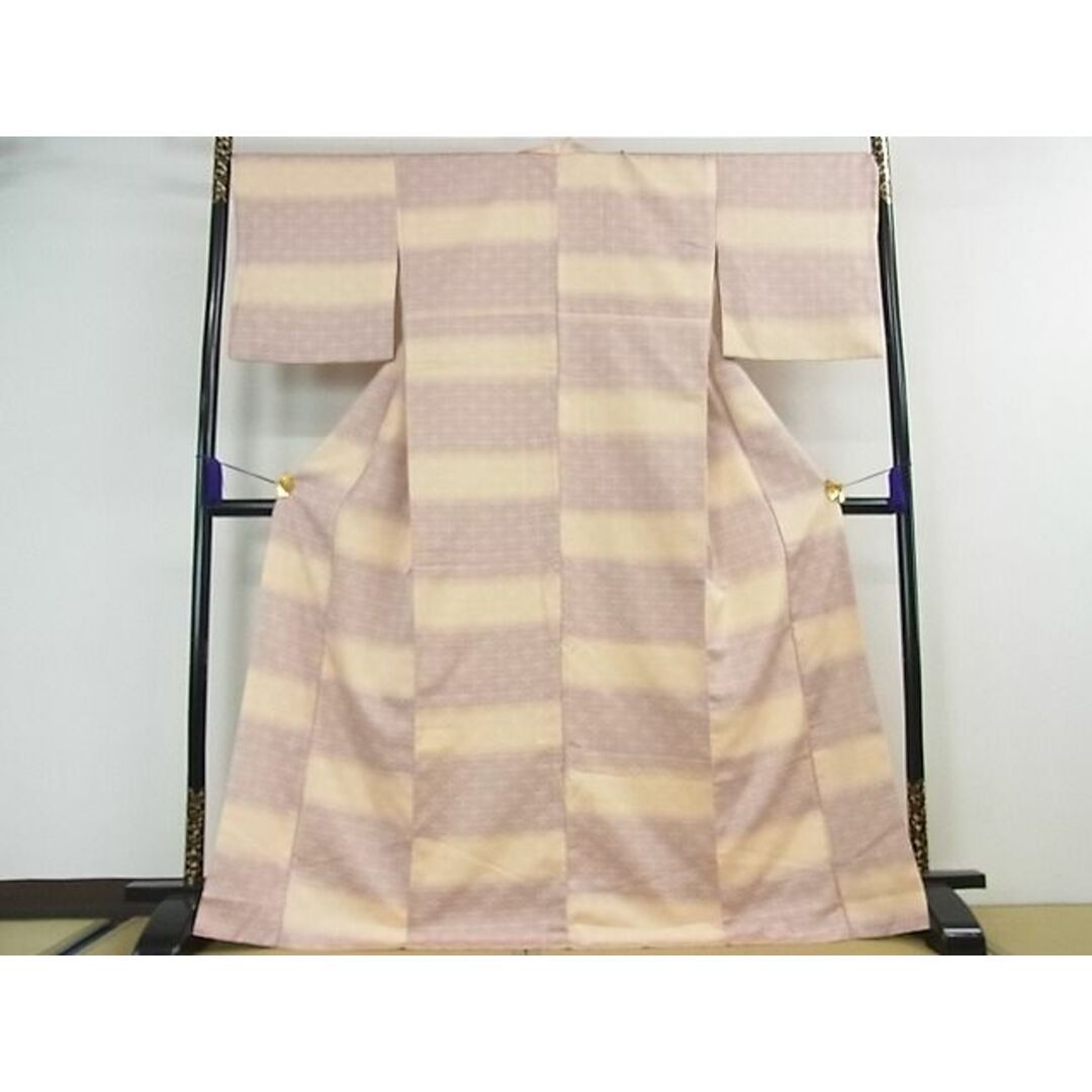 平和屋2□極上 お召 変わり市松 七宝柄 やまと誂製 逸品 3kh990の通販