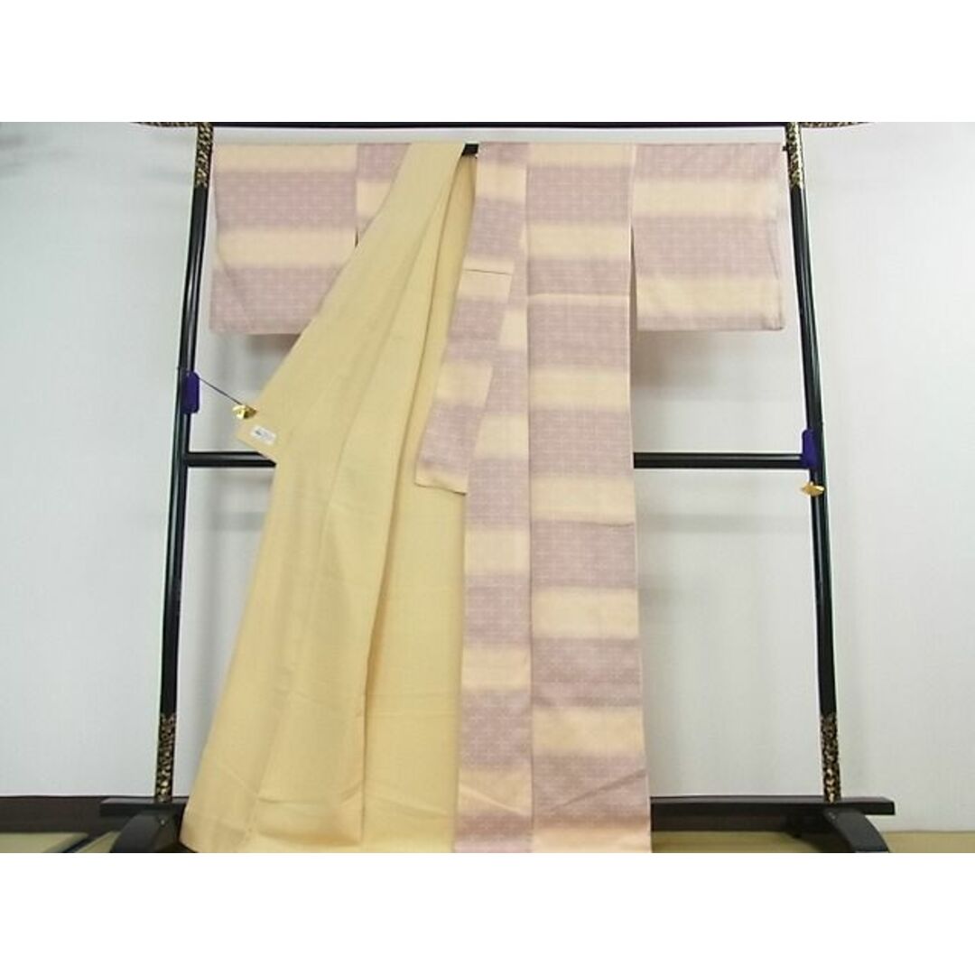 平和屋2□極上 お召 変わり市松 七宝柄 やまと誂製 逸品 3kh990の通販