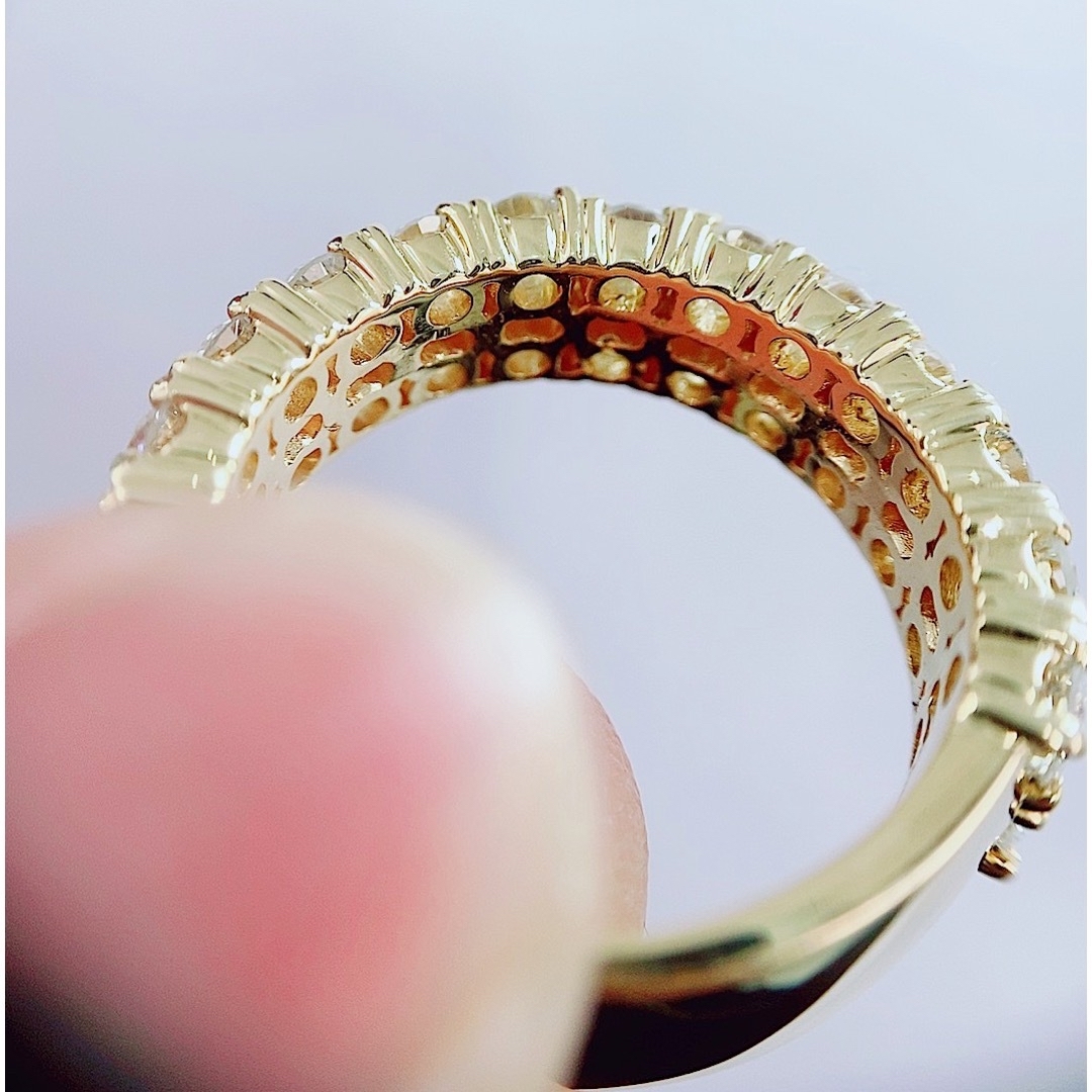 ★2.09ct★✨2列ダイヤモンドK18ハーフエタニティリング指輪