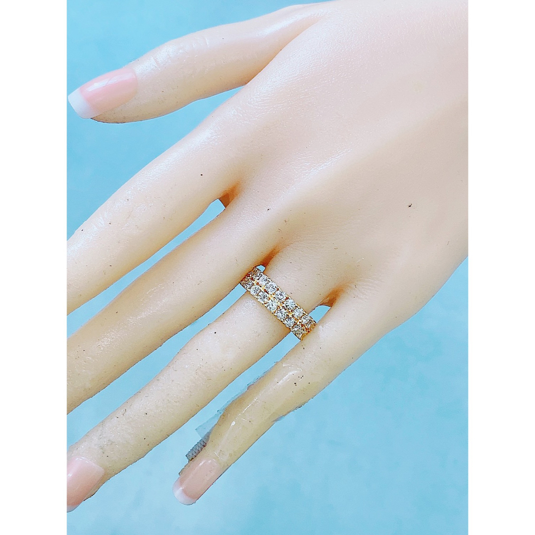 ☆2.09ct☆✨2列ダイヤモンドK18ハーフエタニティリング指輪の通販 by ...