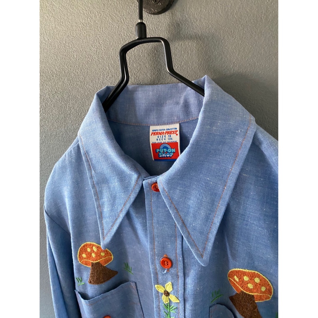 古着 ビンテージ 70s デッドストック 花柄 刺繍 ヒッピー長袖 古着 ビンテージ 70s デッドストック 花柄 刺繍 ヒッピー長袖