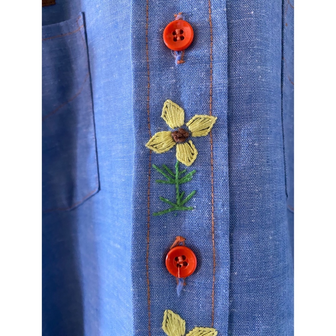 古着 ビンテージ 70s デッドストック 花柄 刺繍 ヒッピー長袖 古着 ビンテージ 70s デッドストック 花柄 刺繍 ヒッピー長袖
