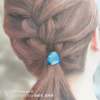 #4 ラインストーン ヘアゴム ﾗｲﾄﾌﾞﾙｰ(ヘアアクセサリー)