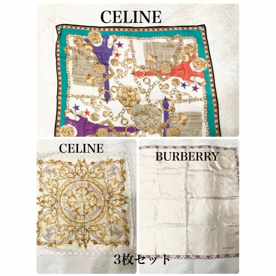 CELINE、BURBURY セリーヌ、バーバリー　ハンカチ3枚セット