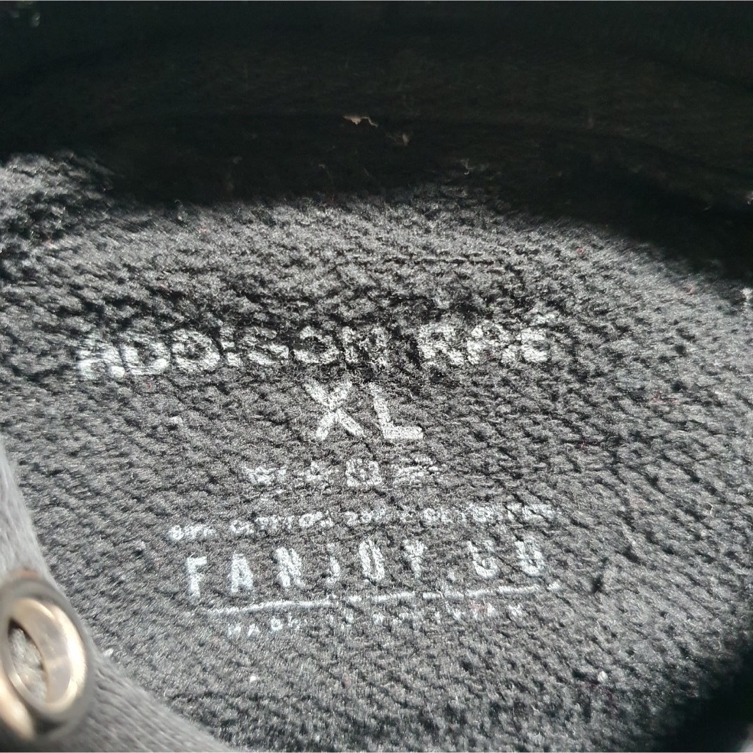 アディソンレイ メンズ 英字 プリント プルオーバーパーカー 黒 XL