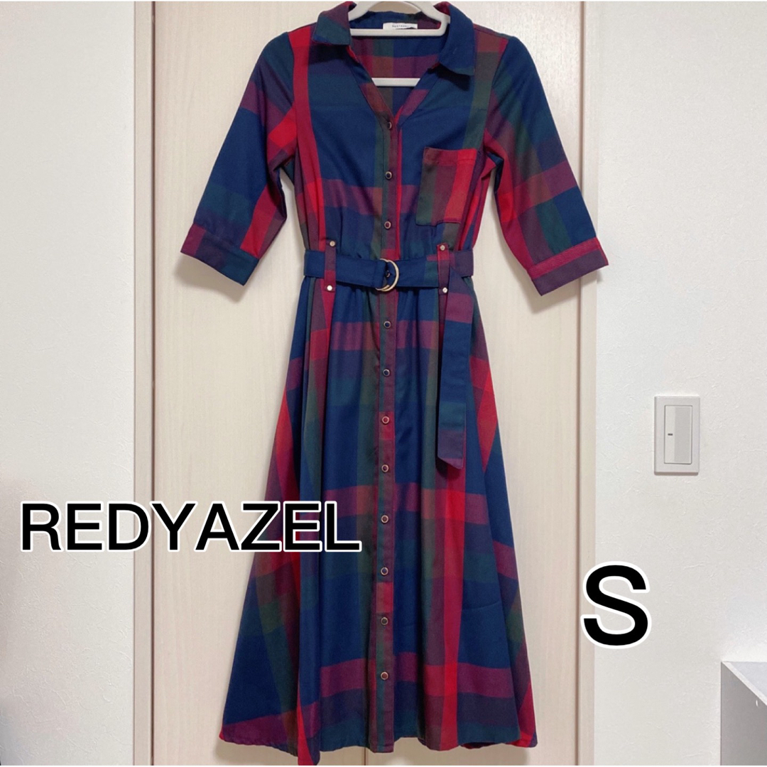 REDYAZEL(レディアゼル)のREDYAZEL レトロチェックシャツワンピース  Ｓ レディースのワンピース(ロングワンピース/マキシワンピース)の商品写真