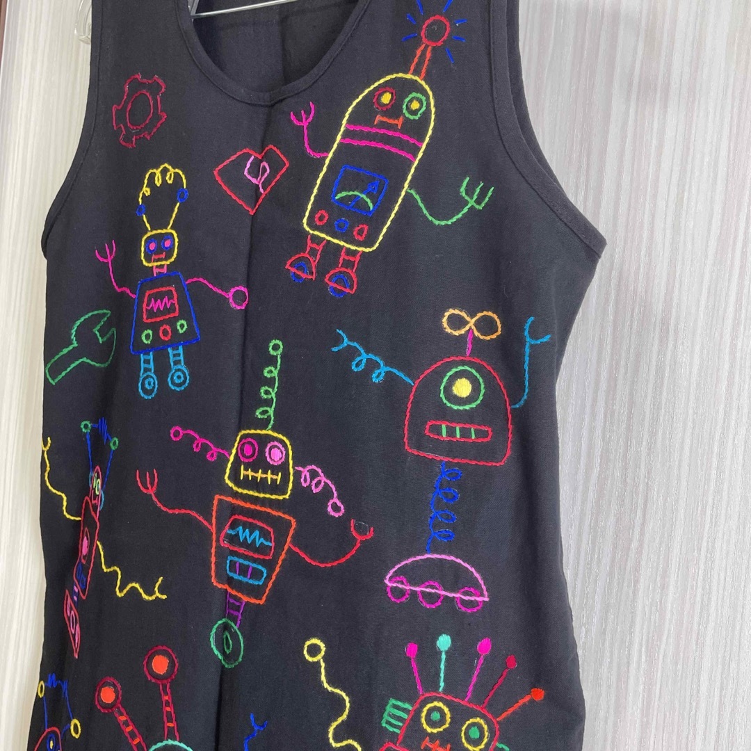 エスニック 手刺繍 ロボット ワンピース レディースのワンピース(ひざ丈ワンピース)の商品写真