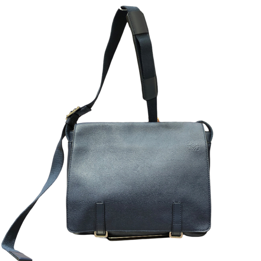 LOEWE - ロエベ LOEWE ミリタリーメッセンジャー ブルー レザー メンズ
