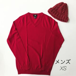 エイチアンドエム(H&M)のほぼ未使用｜女性可 H&M メンズ Vネックセーター XS 帽子 クリスマス(ニット/セーター)