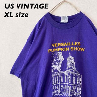 US古着　半袖Tシャツ　ビッグプリント　背面プリント　男女兼用　紫色　XLサイズ(Tシャツ/カットソー(半袖/袖なし))