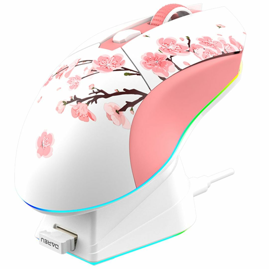 色: 桜ピンク】DAREU ゲーミングマウス 無線 桜色/ピンク ワイヤレス2 ...