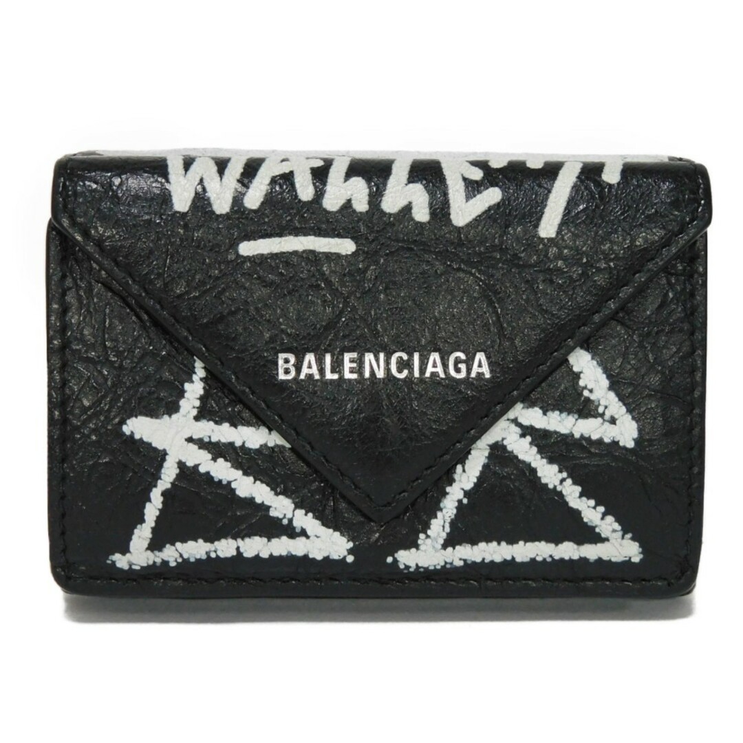 【BALENCIAGA/バレンシアガ】ペーパーミニウォレット　コンパクト財布　黒