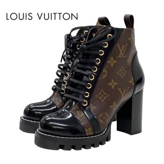 ルイヴィトン(LOUIS VUITTON)のルイヴィトン LOUIS VUITTON スタートレイルライン モノグラム ショートブーツ アンクルブーツ レースアップ レザー ブラック ブラウン(ブーツ)