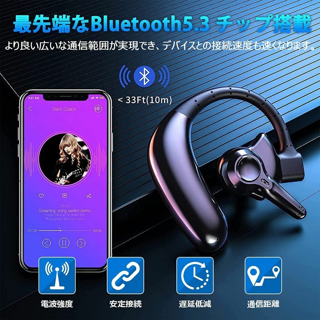  Bluetoothヘッドセット ワイヤレスイヤホン Bluetoothイヤホン スマホ/家電/カメラのオーディオ機器(ヘッドフォン/イヤフォン)の商品写真