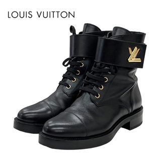 ルイヴィトン(LOUIS VUITTON)のルイヴィトン LOUIS VUITTON LV ワンダーランドライン ブーツ ショートブーツ アンクルブーツ LV金具 ベルト レザー ブラック(ブーツ)
