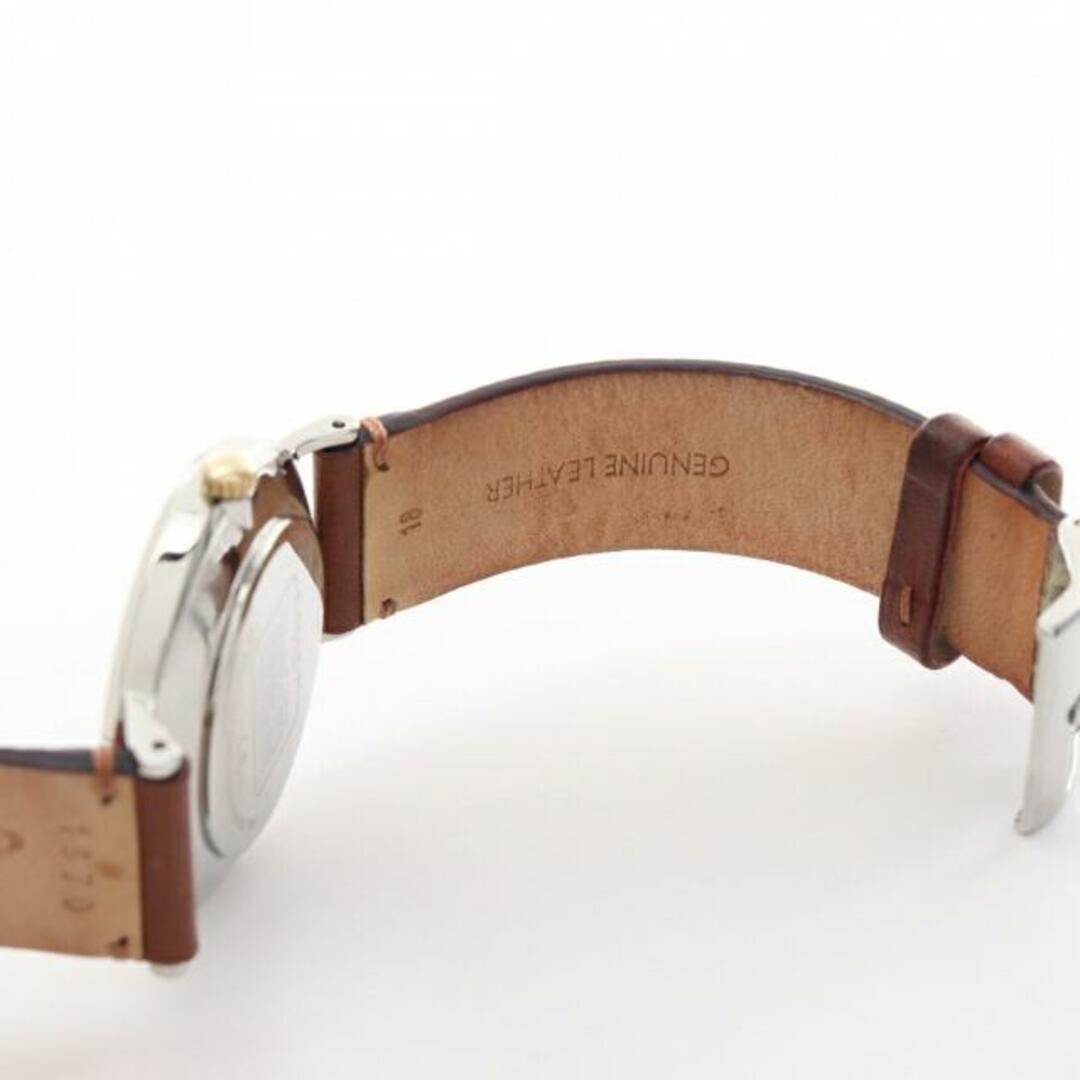 シグネチャー レディース 腕時計 クオーツ SS レザー シルバー ベージュ ブラウン ホワイト文字盤