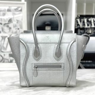 セリーヌ(celine)のセリーヌ　ラゲージ　マイクロ　メタリックシルバー　ハンドバッグ　美品☆(ハンドバッグ)