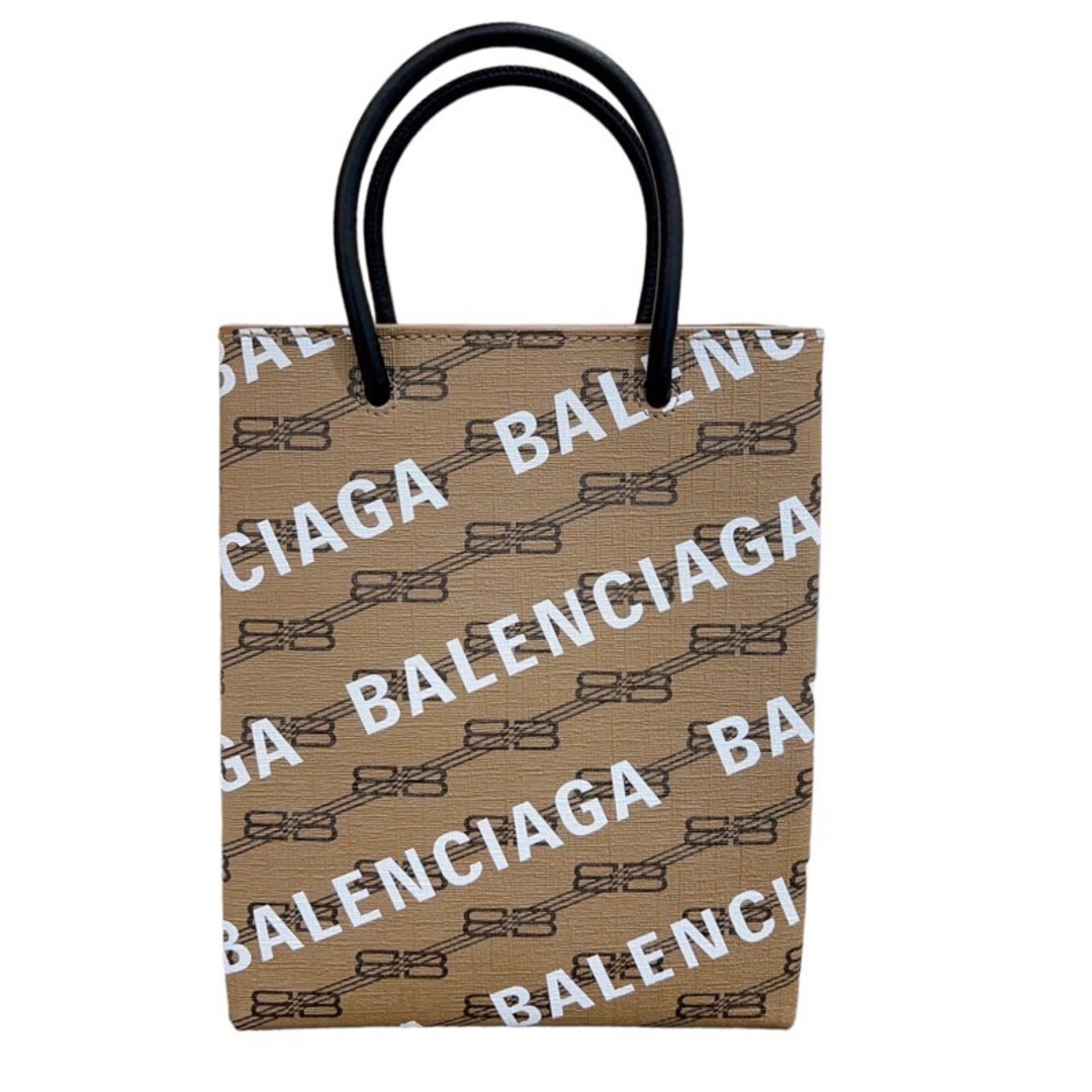 バレンシアガ BALENCIAGA ショッピングトートバッグBB 6093805 ブラウン×ホワイト レザー レディース トートバッグ