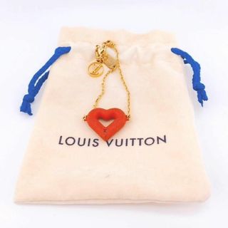 Authentic Louis Vuitton M61142 LV & V Heart Chain Bracelet Red Gold Women