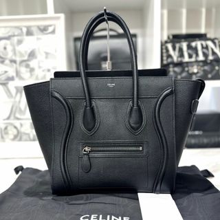 セリーヌ(celine)の美品★　セリーヌ　ラゲージ　マイクロ　黒　レザー　ハンドバッグ　新ロゴ(ハンドバッグ)