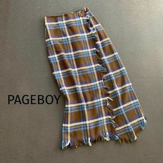 ページボーイ(PAGEBOY)のPAGEBOY チェックラップスカート 青(ロングスカート)