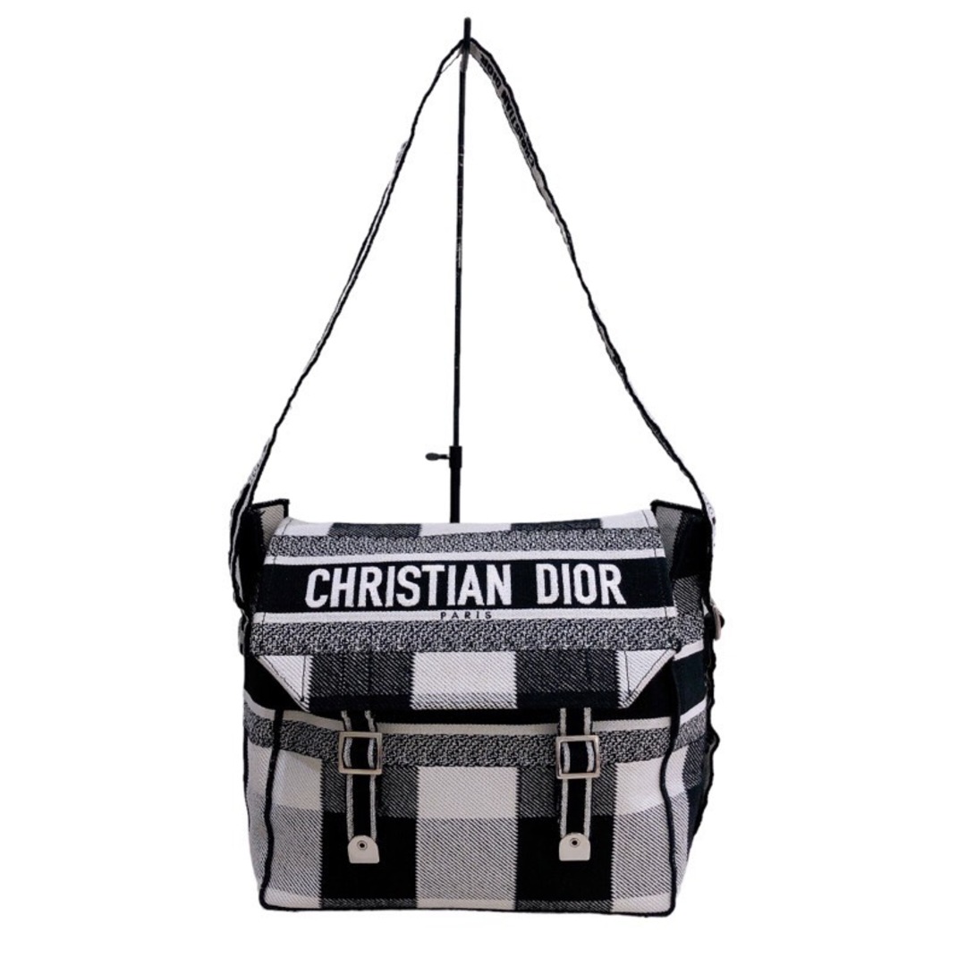 クリスチャン・ディオール Christian Dior 　メッセンジャーバッグ ブラック/ホワイト キャンバス メンズ メッセンジャーバッグ