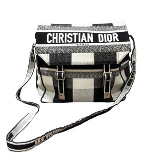 クリスチャンディオール(Christian Dior)の　クリスチャン・ディオール Christian Dior 　メッセンジャーバッグ ブラック/ホワイト キャンバス メンズ メッセンジャーバッグ(メッセンジャーバッグ)