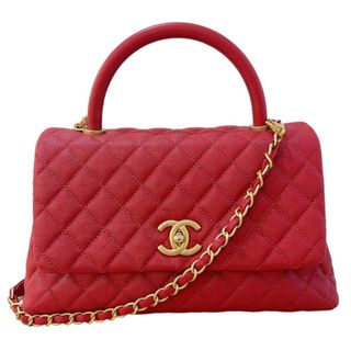 シャネル(CHANEL)の　シャネル CHANEL ココハンドル29　トップハンドルバッグ A92991 レッド ゴールド金具 キャビアスキン レディース ハンドバッグ(ハンドバッグ)