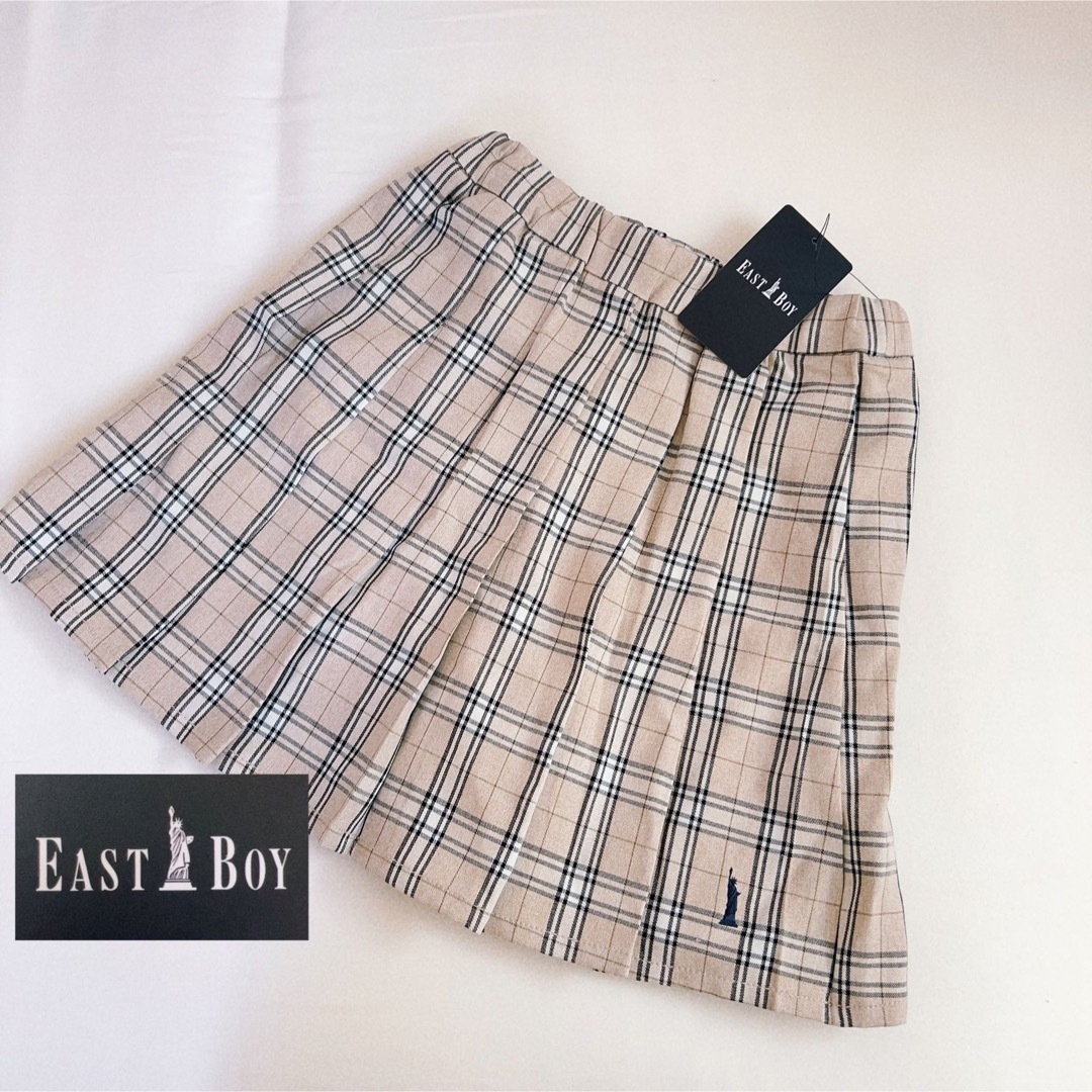 EASTBOY(イーストボーイ)のイーストボーイ【新品タグ付き】チェックプリーツスカート　フォーマル　ベージュ キッズ/ベビー/マタニティのキッズ服女の子用(90cm~)(スカート)の商品写真