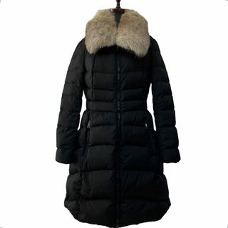 美品 モンクレール 18年 FULMAR フォックスファー ダウンコート レディース 黒 ブラック 4 MONCLER