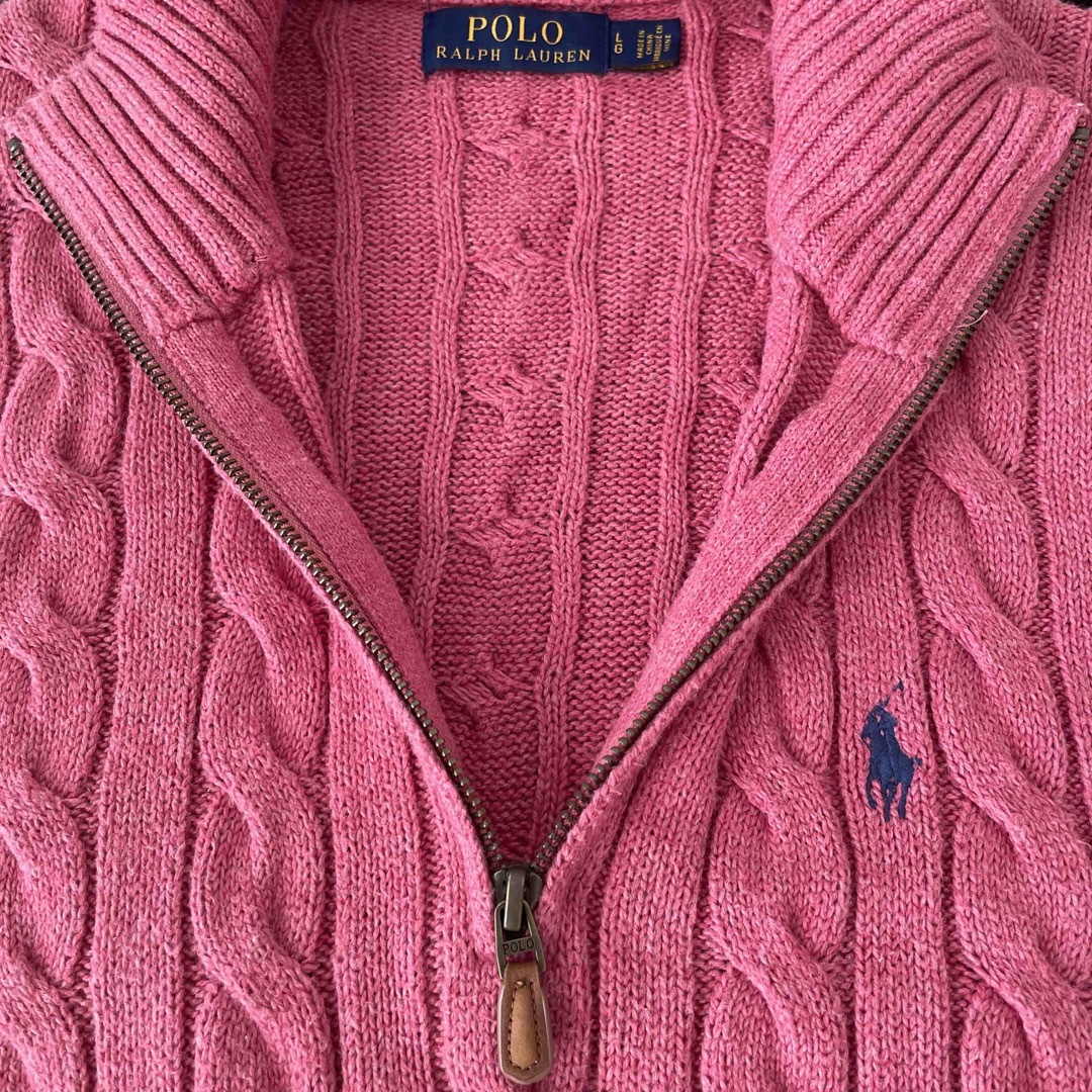 POLO RALPH LAUREN(ポロラルフローレン)のラルフローレン　ケーブルニット コットン クォータージップ セーター メンズのトップス(ニット/セーター)の商品写真