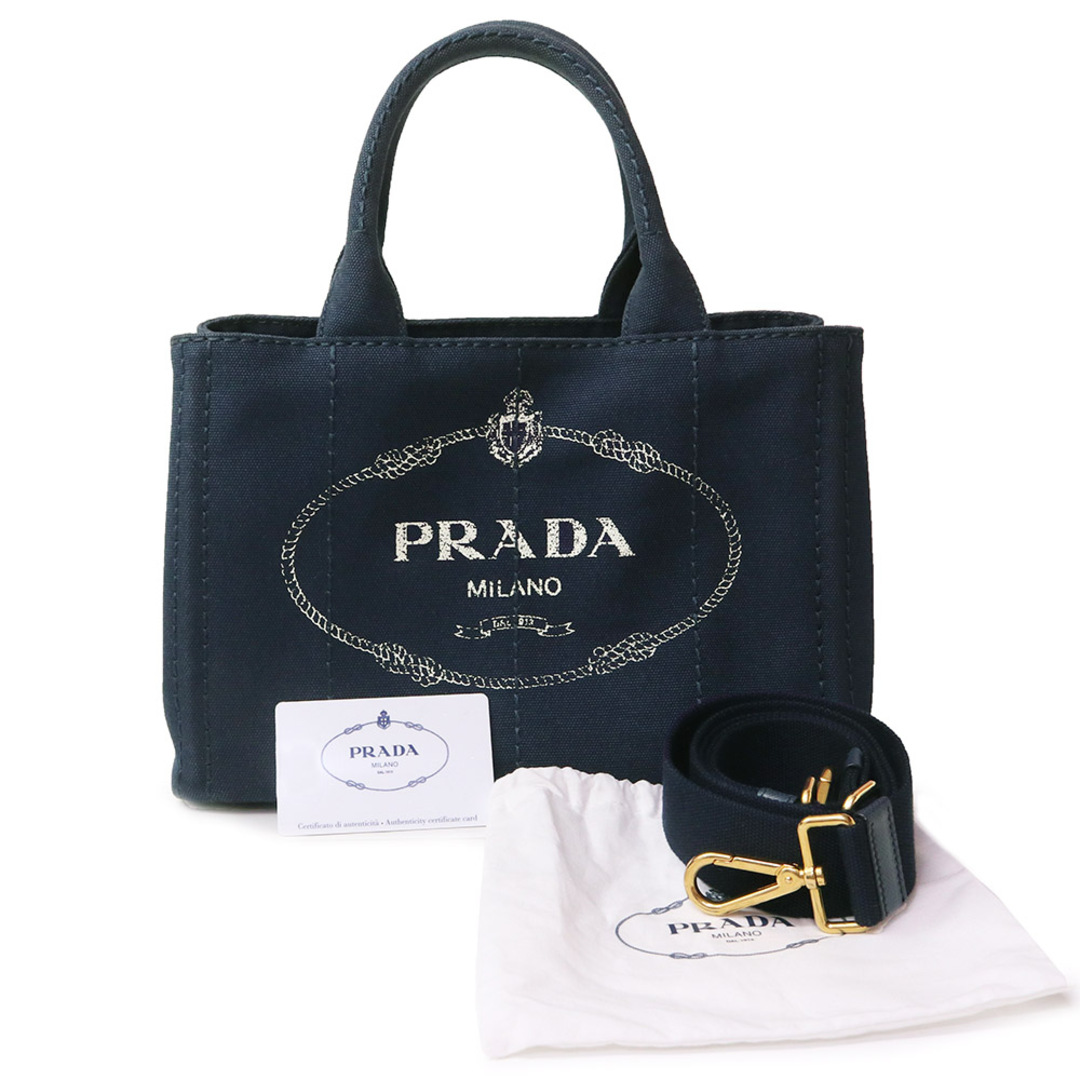 プラダ トートバッグ　ショルダーバッグ　ネイビー　PRADA　カナパ　2WAY