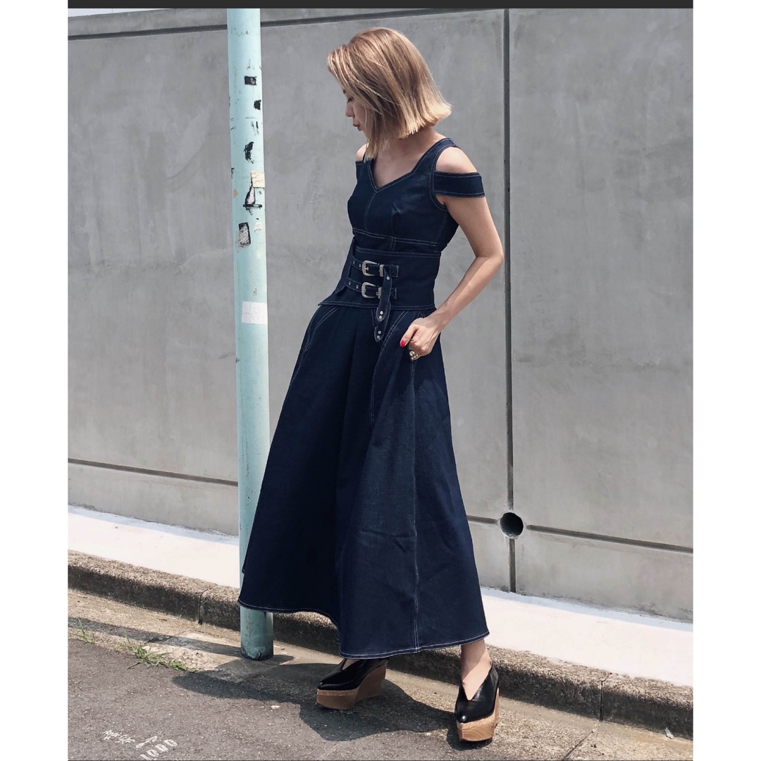 AMERI アメリ WIDE BELT DOCKING DRESS 1