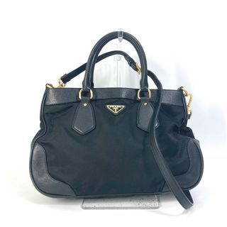 プラダ PRADA トライアングルロゴ 三角ロゴ プレート ハンドバッグ ショルダーバッグ カバン 2WAY トートバッグ ナイロン/レザー ブラック