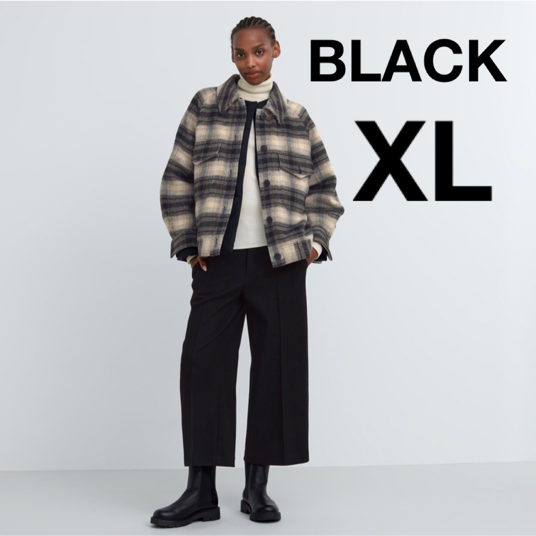 UNIQLO :C ブラッシュドジャージークロップドパンツ　黒　XL