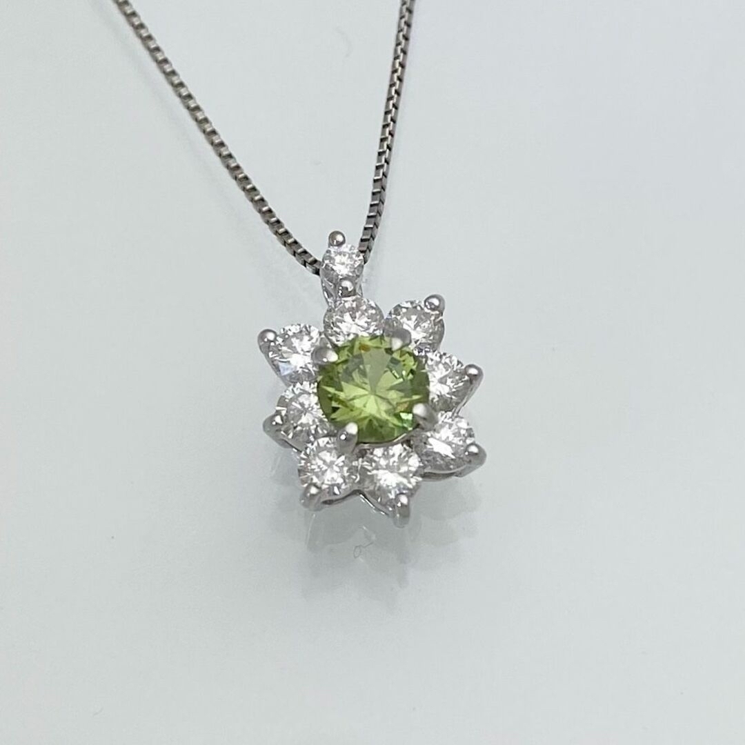 新品 デマントイドガーネット ダイヤ ネックレス 0.35ct Pt