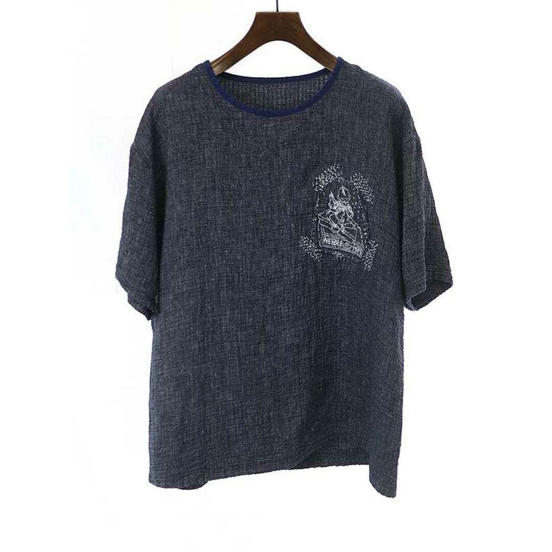 Porter Classic ポータークラシック 20SS SASHIKO LINEN PREMIUM モヒカン小僧ワッペンTシャツ ネイビー 3新古品使用感の無い新品同様品Ａ