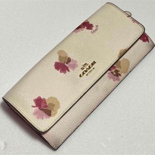 コーチ(COACH)の訳あり格安！COACH フローラルプリント キャンバス 小銭入れ付 長財布(財布)