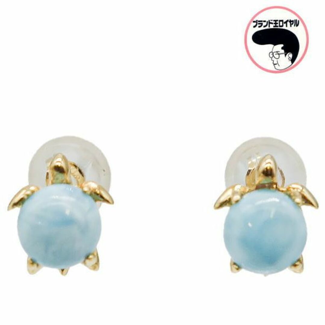 ラリマーピアス  2.8ct　K18YG　イエローゴールド larimar  一粒　水色　ぶら下がり　パワーストーン